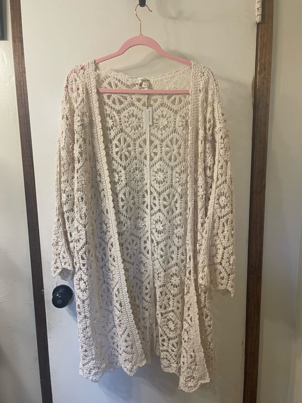 Cost Plus World Market Cream Crochet Lace Cardigan NWT Sz. OS #147